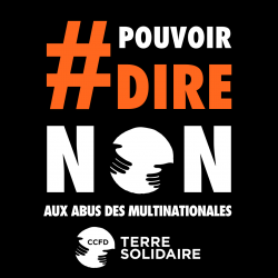 Stickers noirs Campagne « Abus des multinationales : on devrait tous pouvoir dire non ! »